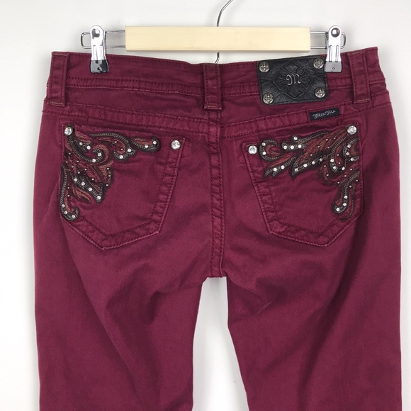 Miss Me Denim - Miss Me Burgundy Low Rise Skinny Jeans  Size 29